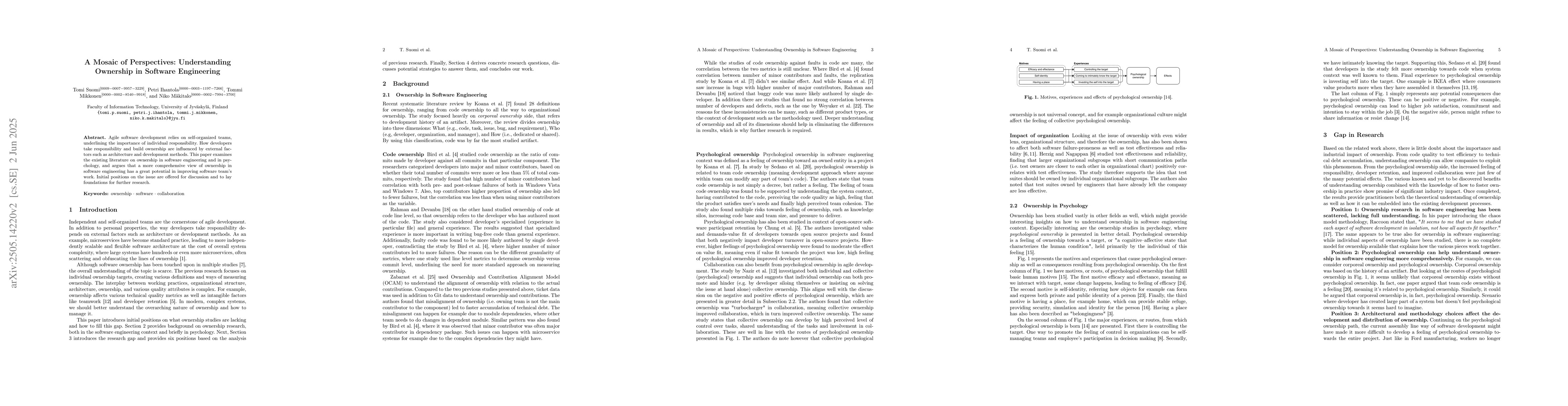 Thumbnail for A Mosaic of Perspectives: Understanding Ownership in Software
  Engineering