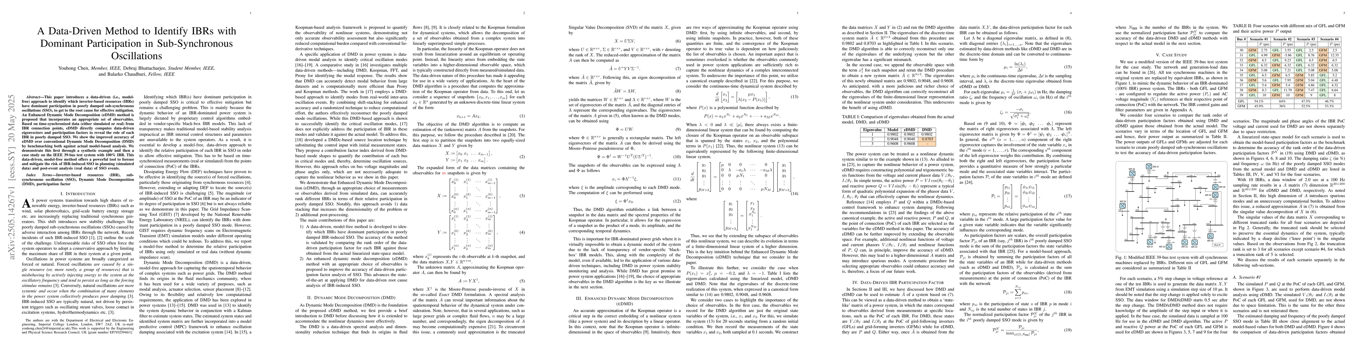 Thumbnail for A Data-Driven Method to Identify IBRs with Dominant Participation in
  Sub-Synchronous Oscillations