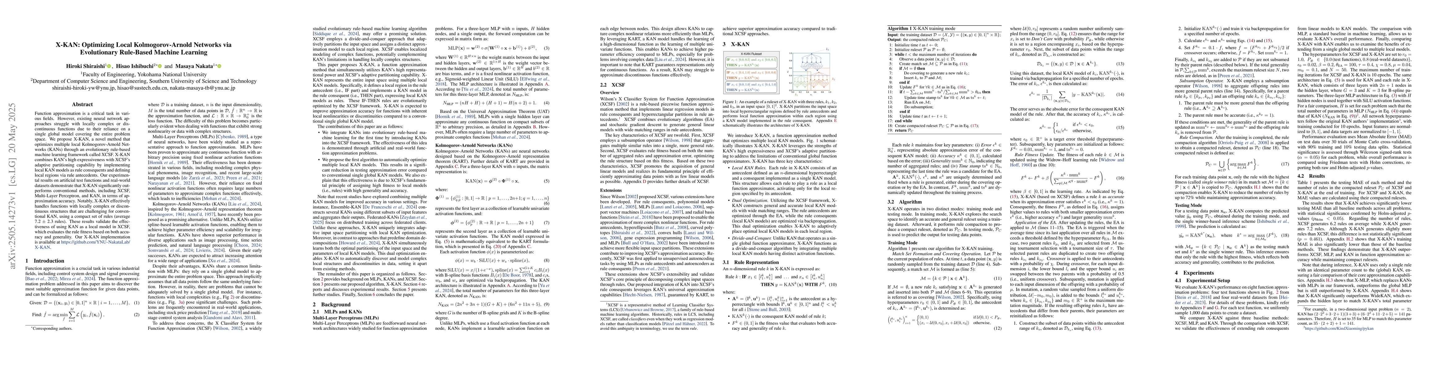 Thumbnail for X-KAN: Optimizing Local Kolmogorov-Arnold Networks via Evolutionary
  Rule-Based Machine Learning