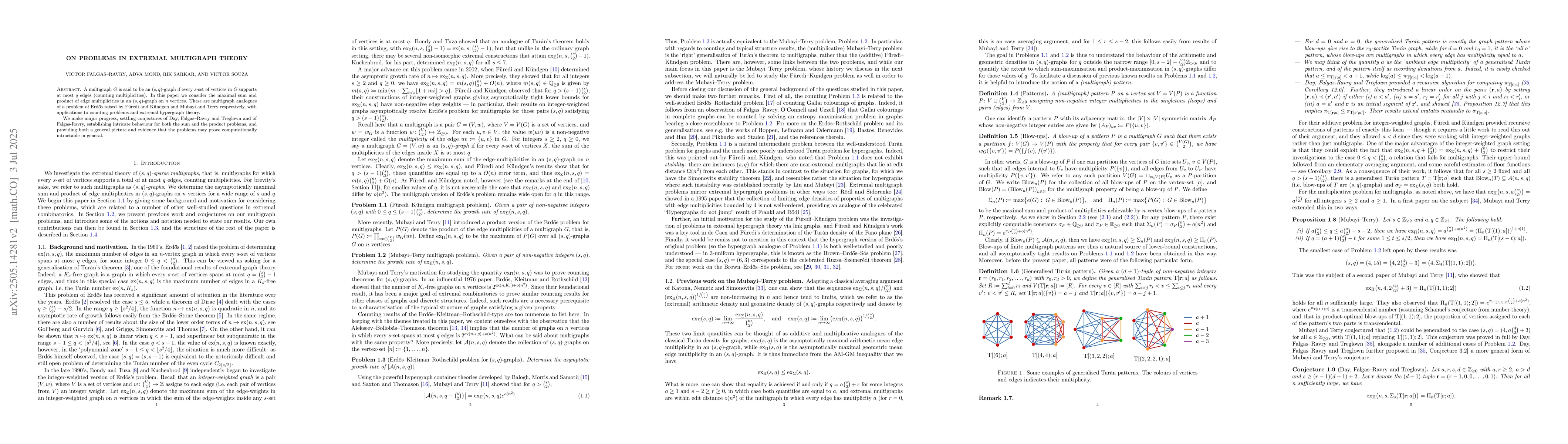 Thumbnail for On problems in extremal multigraph theory