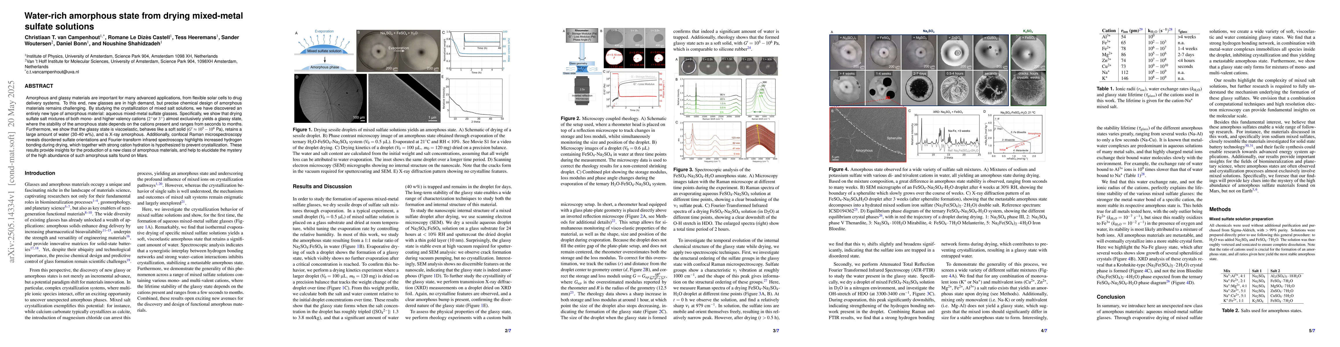 Thumbnail for Water-rich amorphous state from drying mixed-metal sulfate solutions