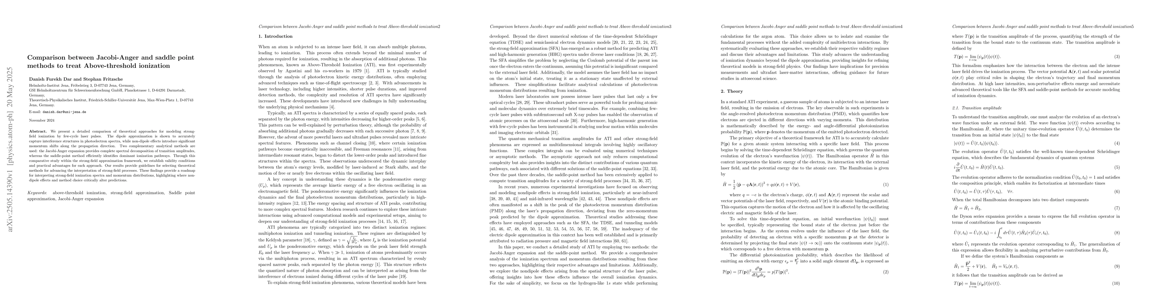 Thumbnail for Comparison between Jacobi-Anger and saddle point methods to treat
  Above-threshold ionization