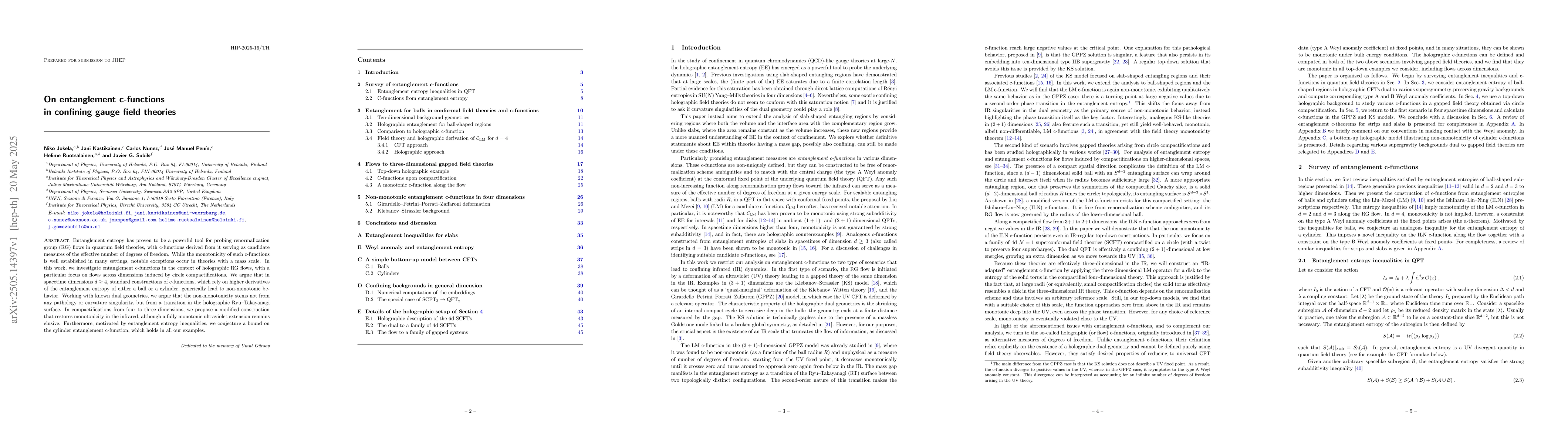 Thumbnail for On entanglement c-functions in confining gauge field theories
