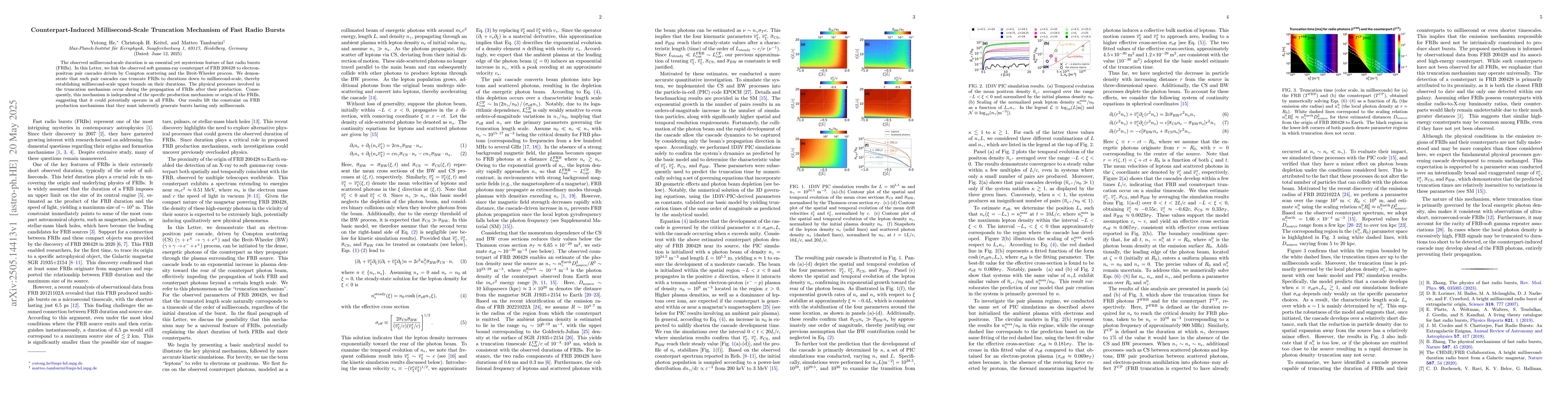 Thumbnail for Counterpart-Induced Millisecond-Scale Truncation Mechanism of Fast Radio
  Bursts