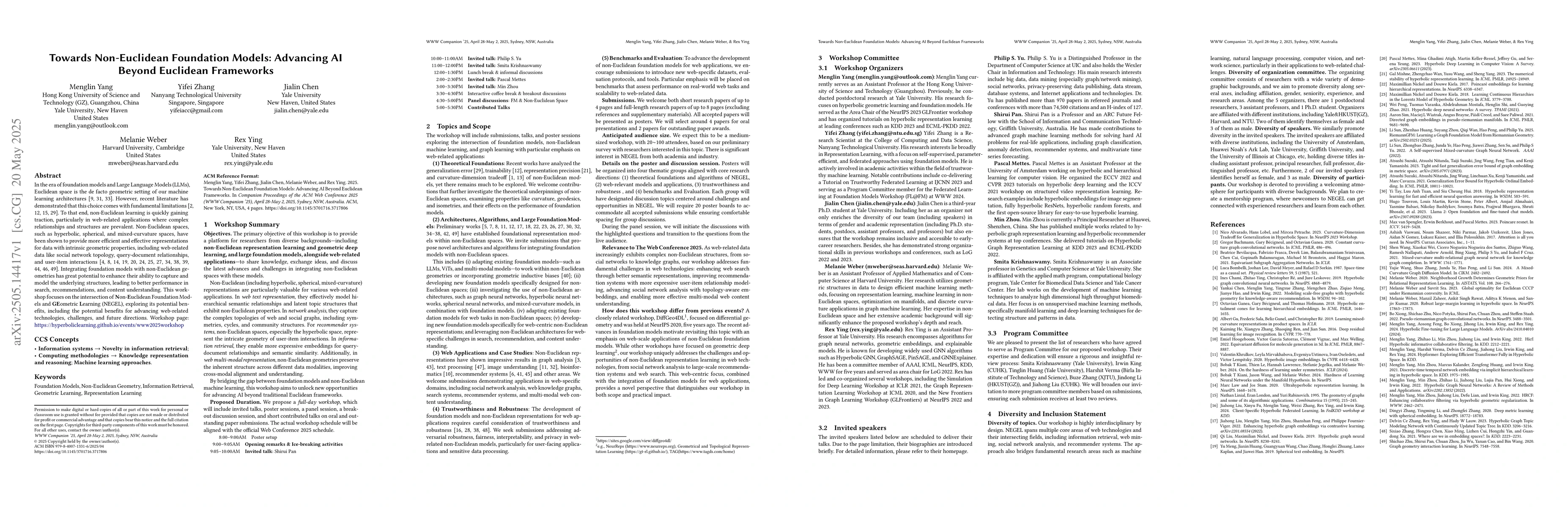 Thumbnail for Towards Non-Euclidean Foundation Models: Advancing AI Beyond Euclidean
  Frameworks