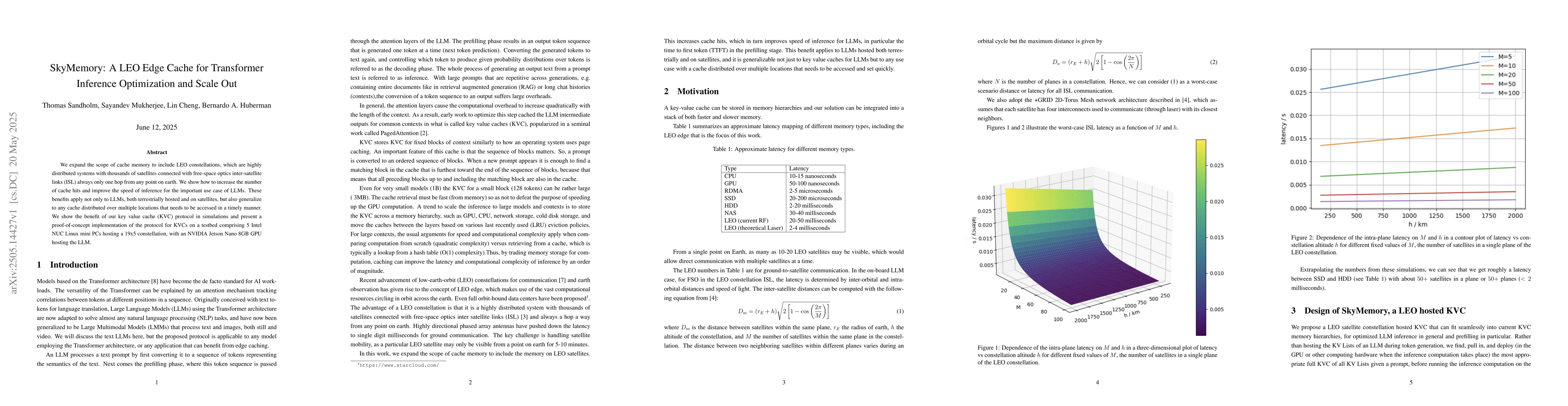 Thumbnail for SkyMemory: A LEO Edge Cache for Transformer Inference Optimization and
  Scale Out