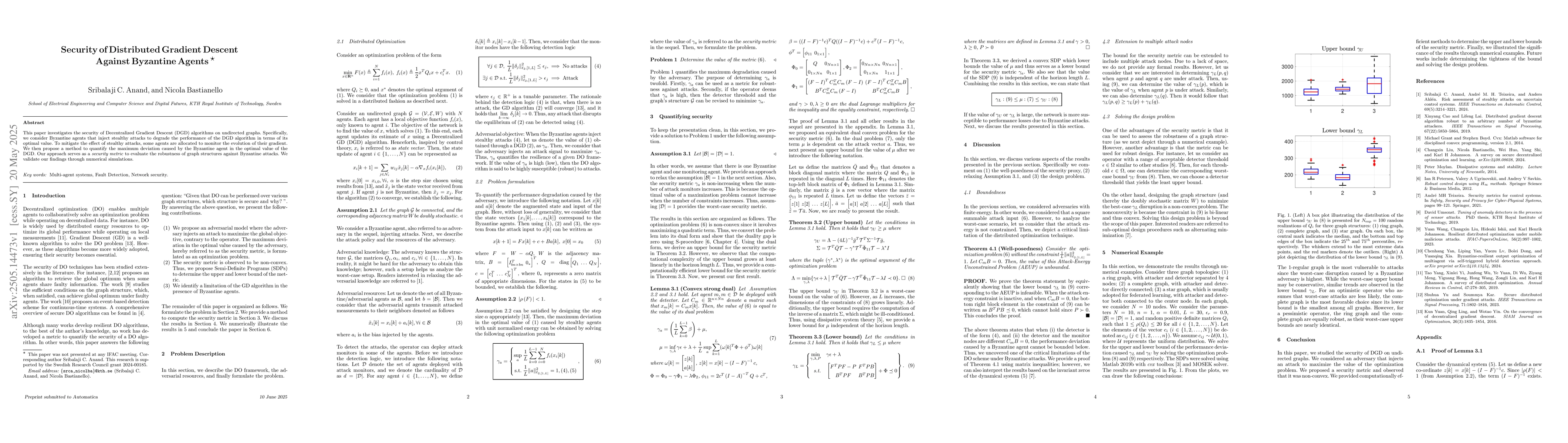 Thumbnail for Security of Distributed Gradient Descent Against Byzantine Agents