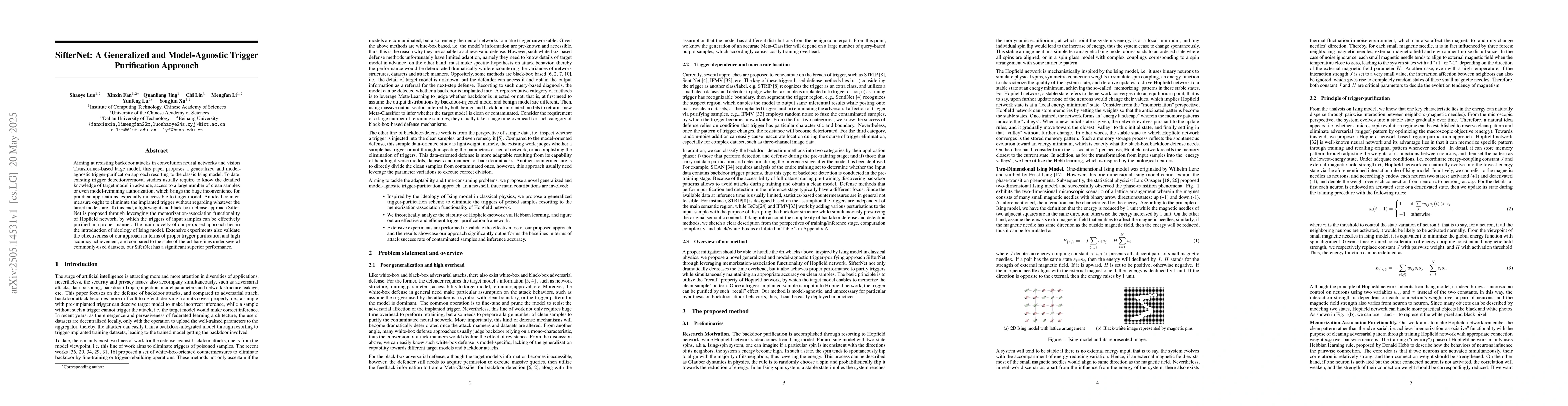 Thumbnail for SifterNet: A Generalized and Model-Agnostic Trigger Purification
  Approach