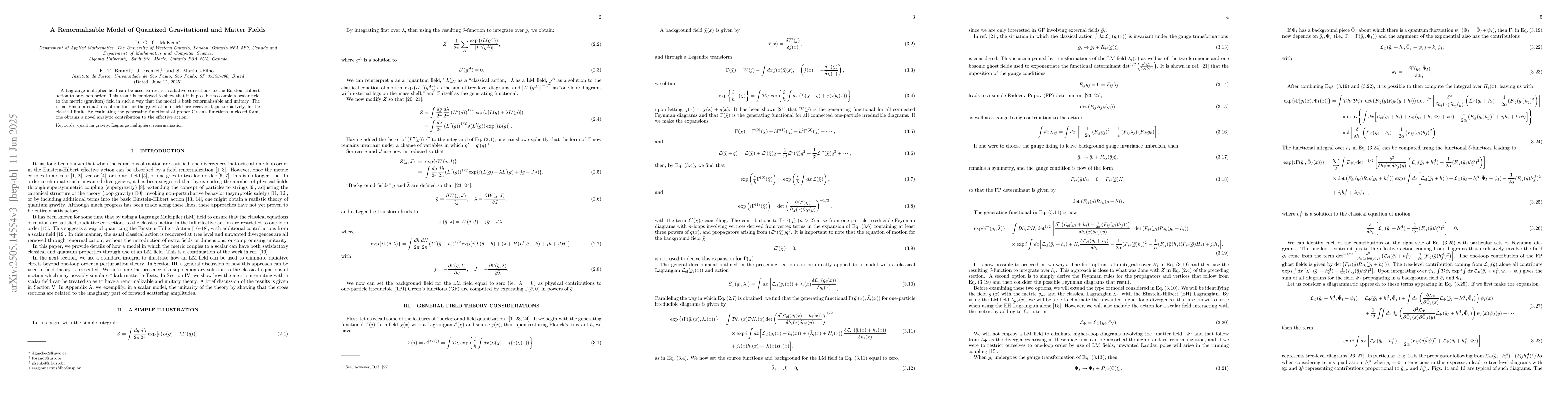 Thumbnail for A Renormalizable Model of Quantized Gravitational and Matter Fields