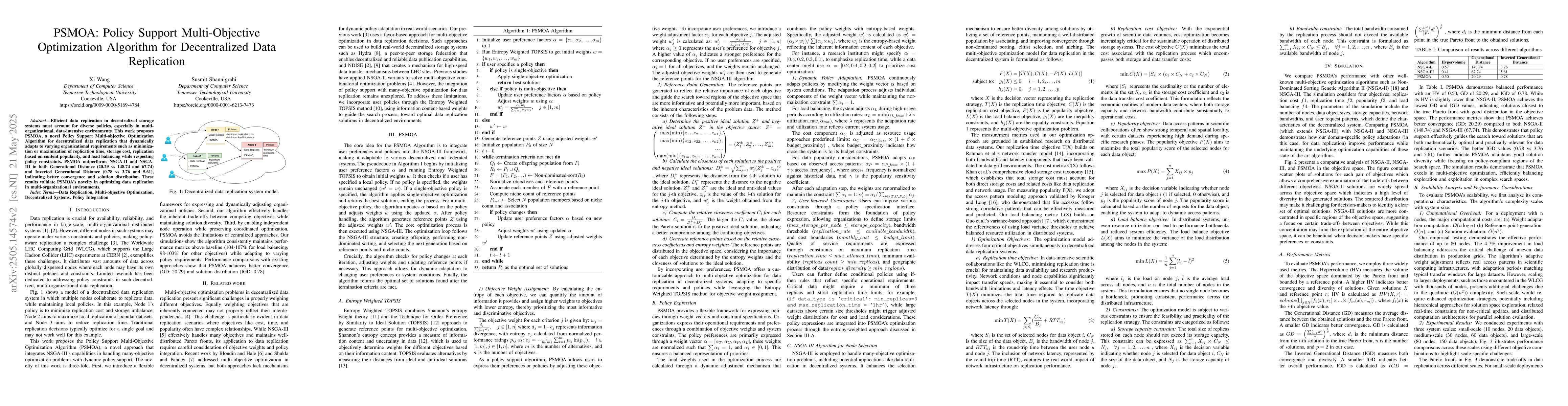 Thumbnail for PSMOA: Policy Support Multi-Objective Optimization Algorithm for
  Decentralized Data Replication