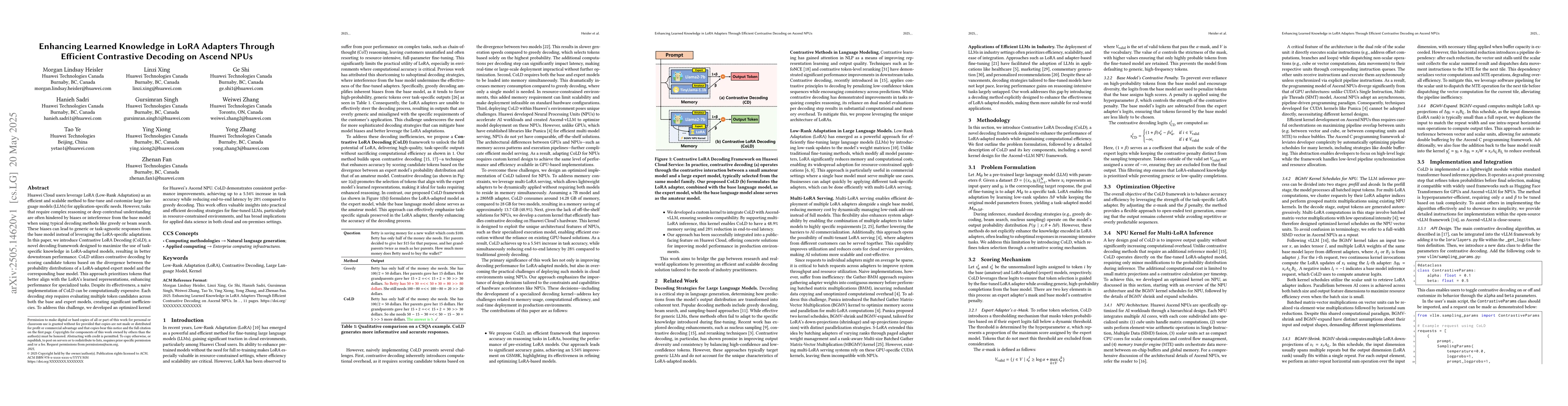 Thumbnail for Enhancing Learned Knowledge in LoRA Adapters Through Efficient
  Contrastive Decoding on Ascend NPUs