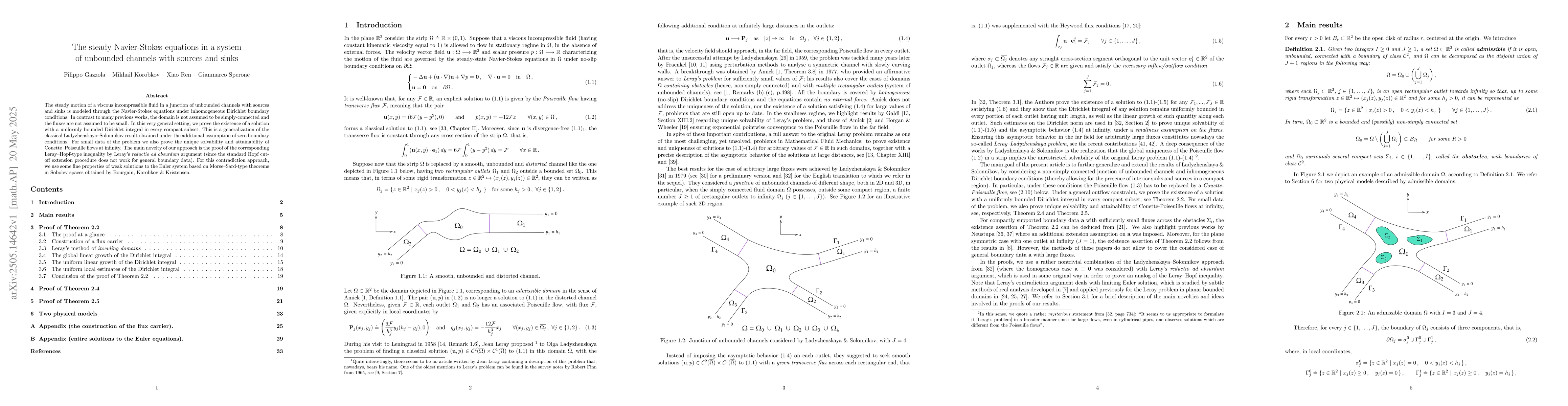 Thumbnail for The steady Navier-Stokes equations in a system of unbounded channels
  with sources and sinks