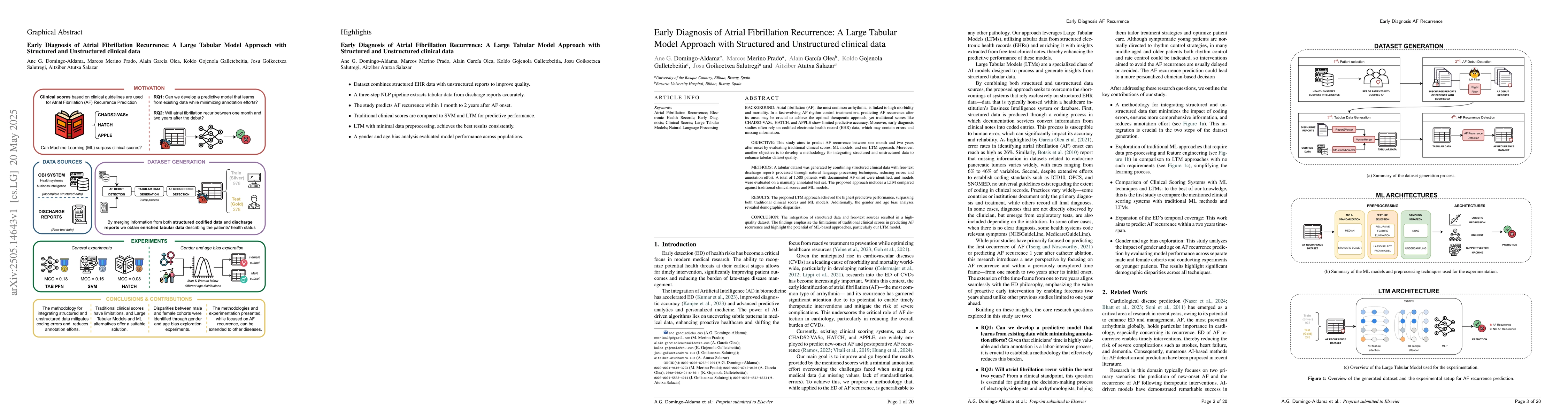 Thumbnail for Early Diagnosis of Atrial Fibrillation Recurrence: A Large Tabular Model
  Approach with Structured and Unstructured Clinical Data