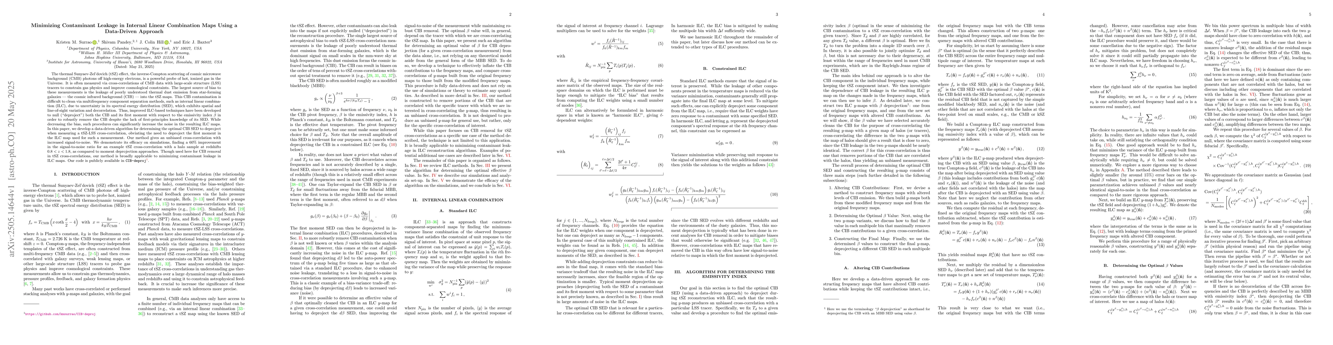Thumbnail for Minimizing Contaminant Leakage in Internal Linear Combination Maps Using
  a Data-Driven Approach