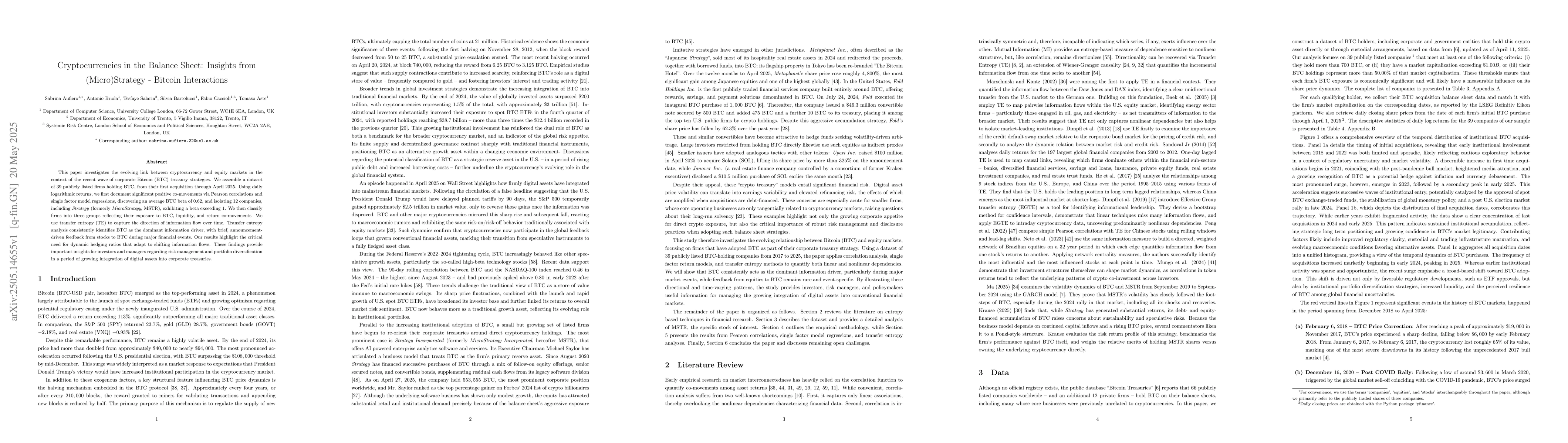 Thumbnail for Cryptocurrencies in the Balance Sheet: Insights from (Micro)Strategy --
  Bitcoin Interactions