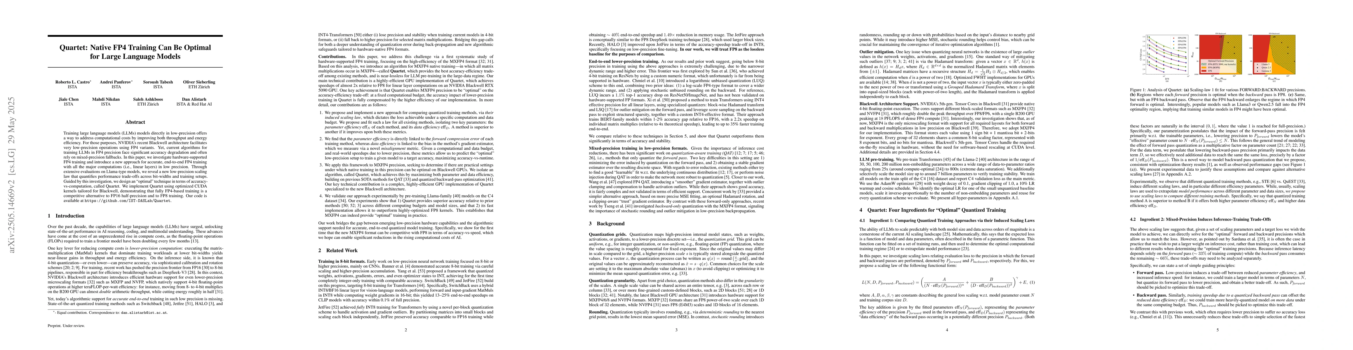 Thumbnail for Quartet: Native FP4 Training Can Be Optimal for Large Language Models