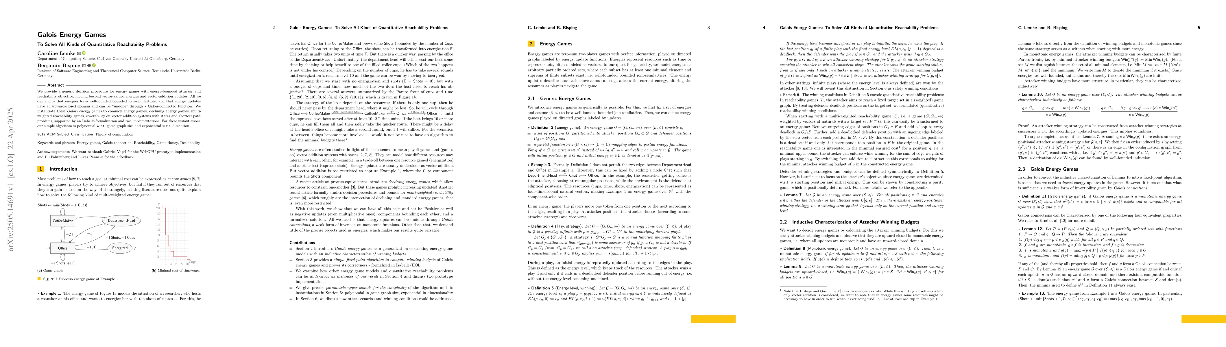 Thumbnail for Galois Energy Games: To Solve All Kinds of Quantitative Reachability
  Problems