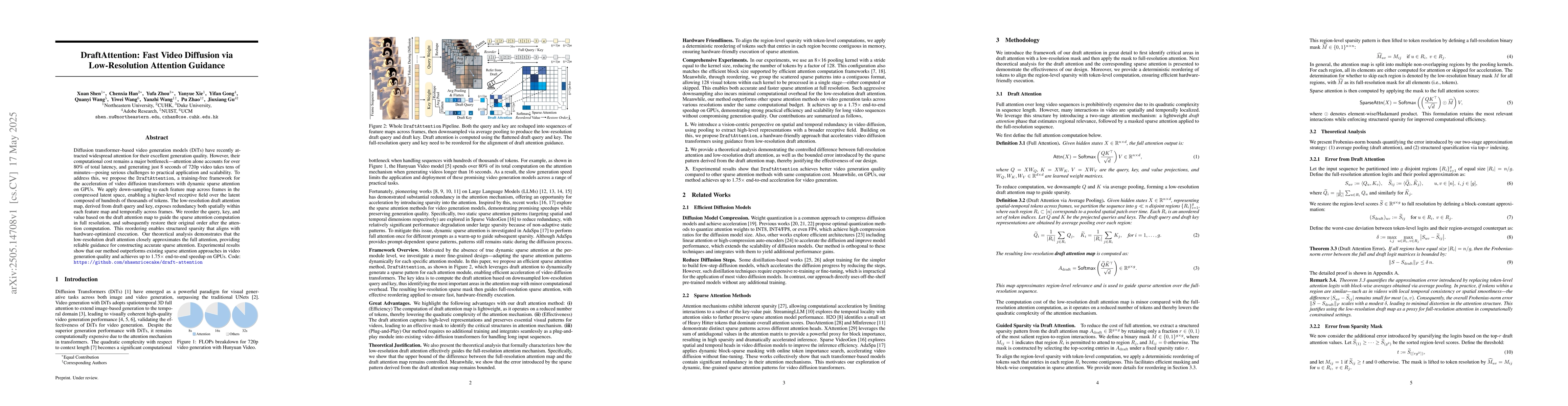 Thumbnail for DraftAttention: Fast Video Diffusion via Low-Resolution Attention
  Guidance