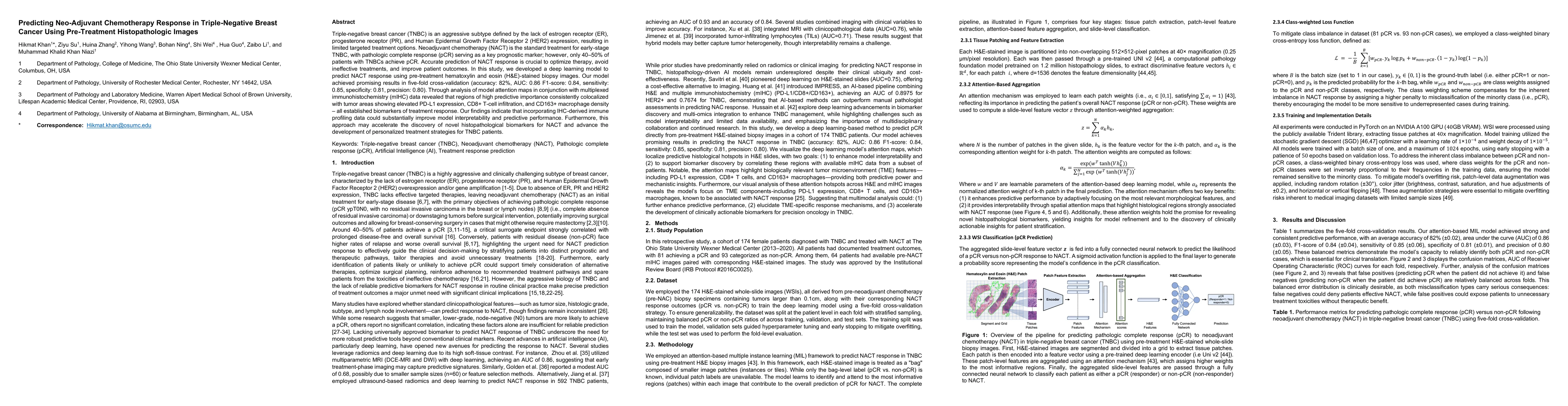 Thumbnail for Predicting Neo-Adjuvant Chemotherapy Response in Triple-Negative Breast
  Cancer Using Pre-Treatment Histopathologic Images