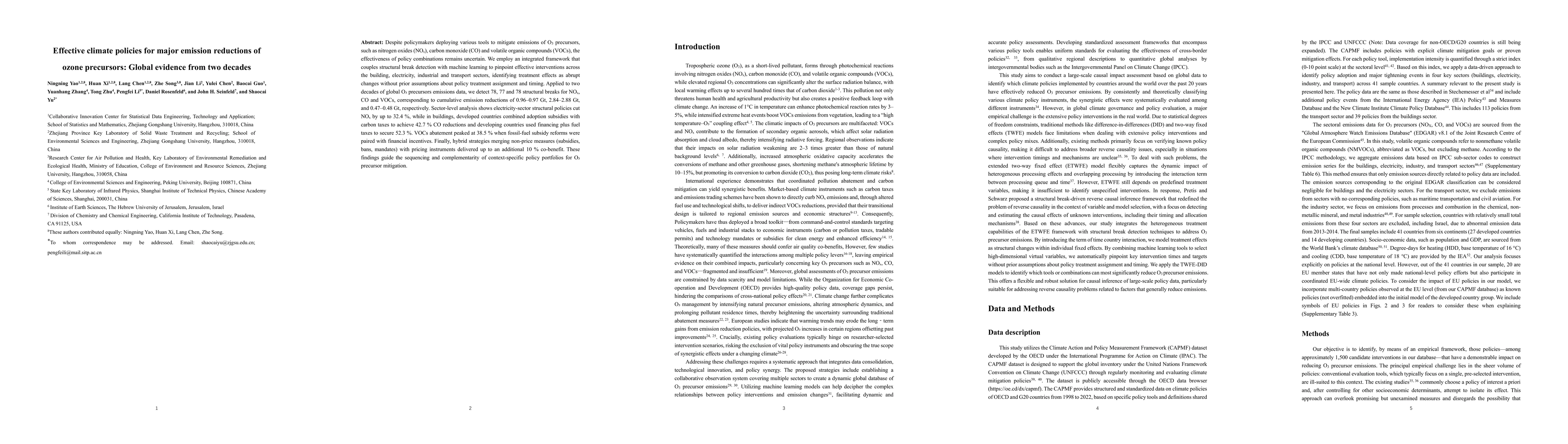 Thumbnail for Effective climate policies for major emission reductions of ozone
  precursors: Global evidence from two decades
