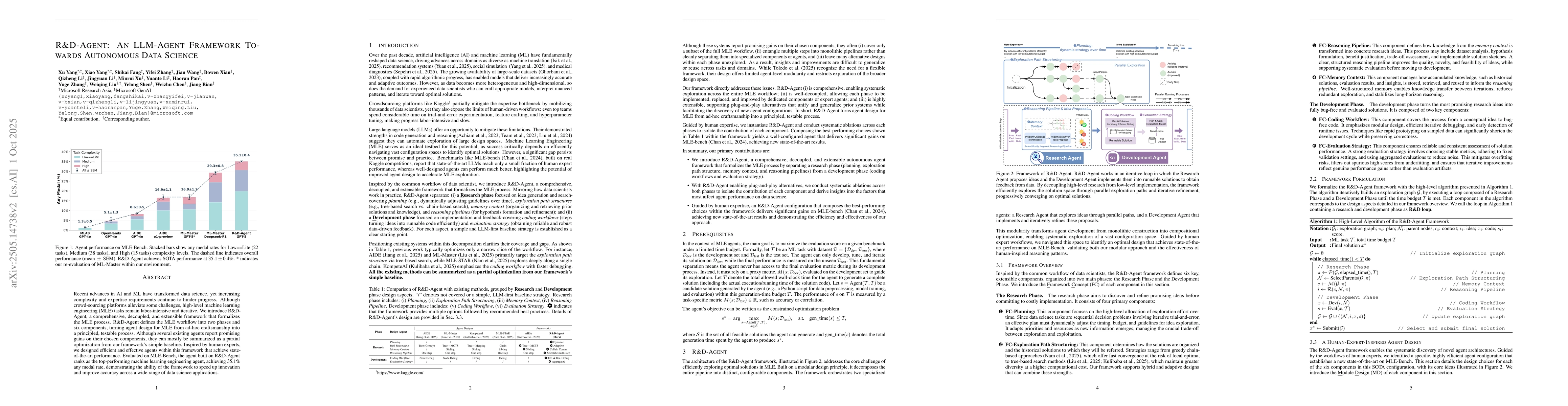 Thumbnail for R&D-Agent: An LLM-Agent Framework Towards Autonomous Data Science
