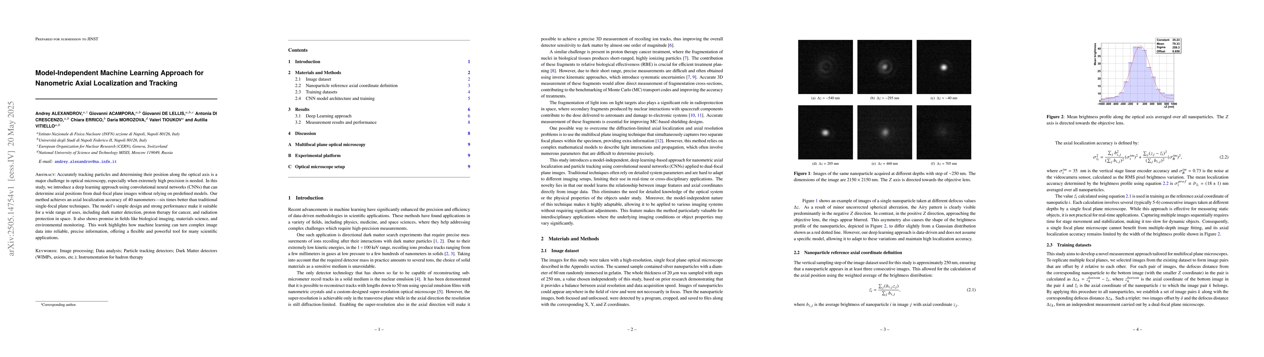 Thumbnail for Model-Independent Machine Learning Approach for Nanometric Axial
  Localization and Tracking