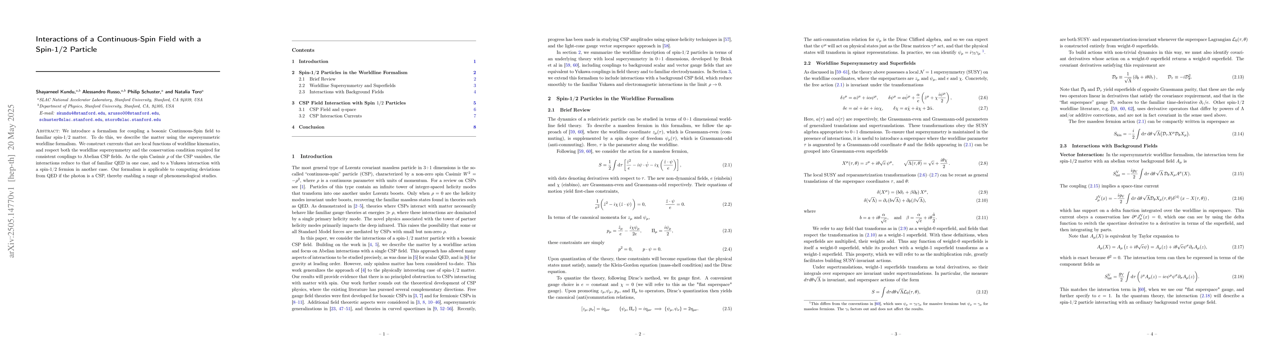 Thumbnail for Interactions of a Continuous-Spin Field with a Spin-1/2 Particle