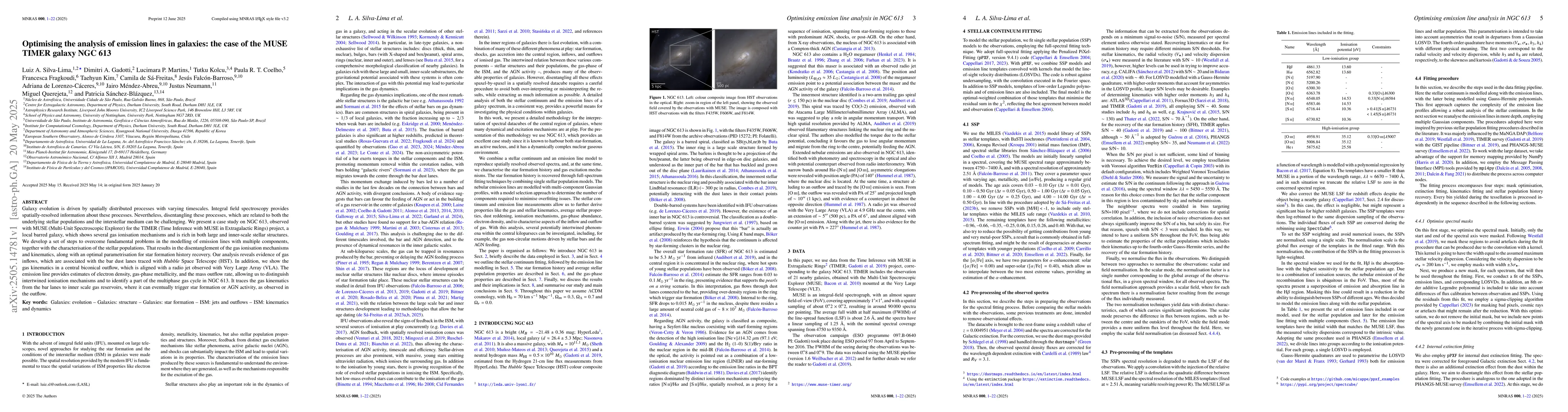 Thumbnail for Optimising the analysis of emission lines in galaxies: the case of the
  MUSE TIMER galaxy NGC 613