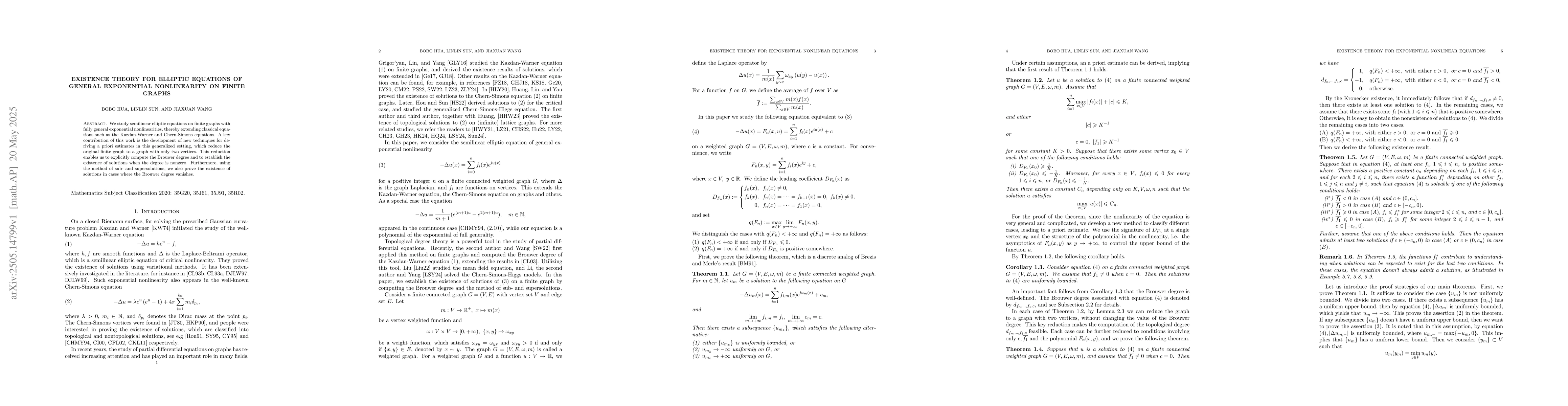 Thumbnail for Existence theory for elliptic equations of general exponential
  nonlinearity on finite graphs