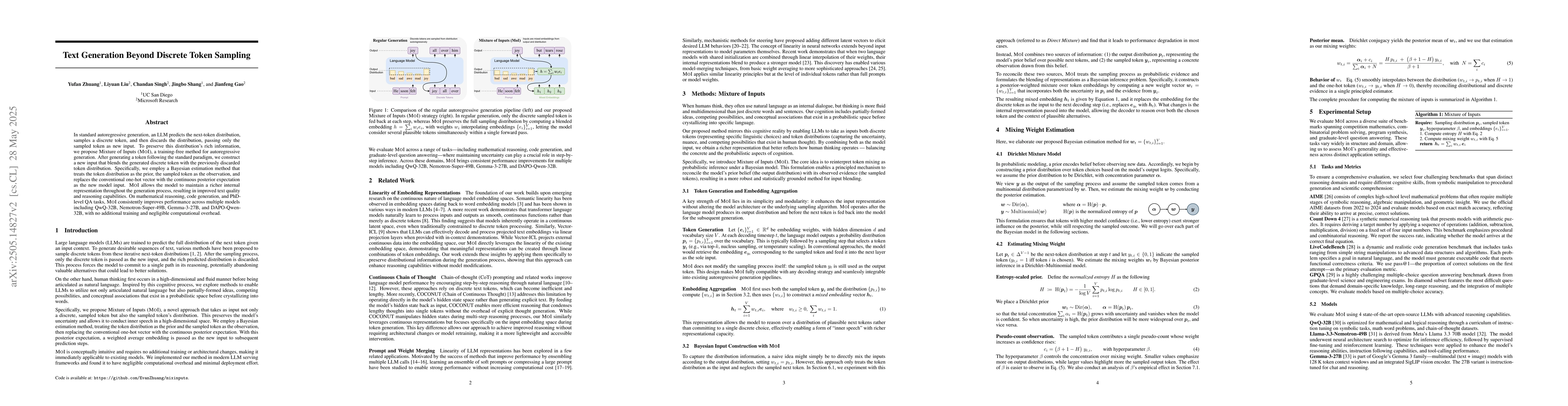 Thumbnail for Text Generation Beyond Discrete Token Sampling