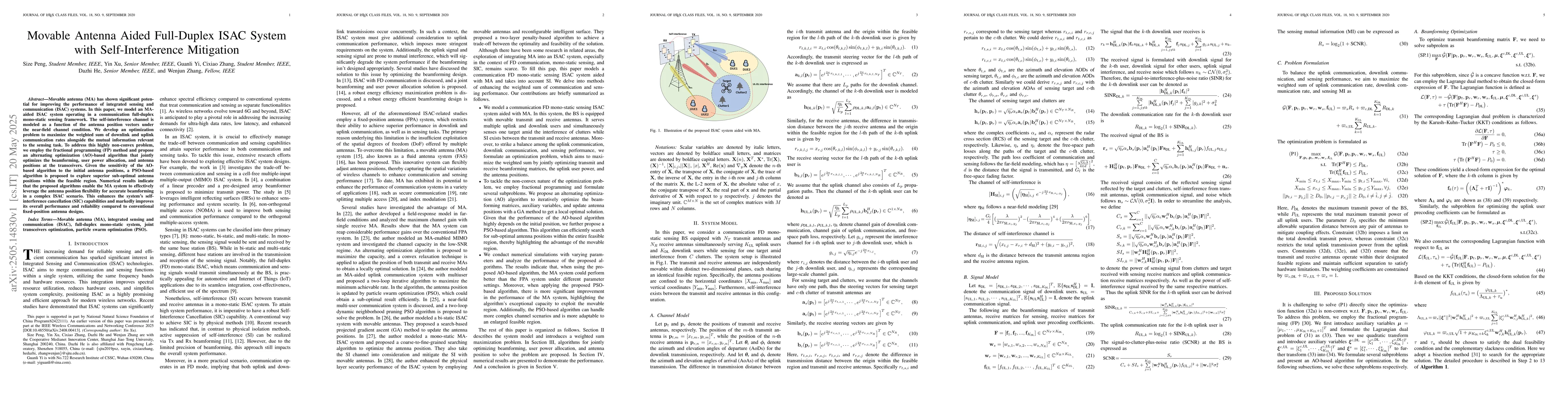 Thumbnail for Movable Antenna Aided Full-Duplex ISAC System with Self-Interference
  Mitigation