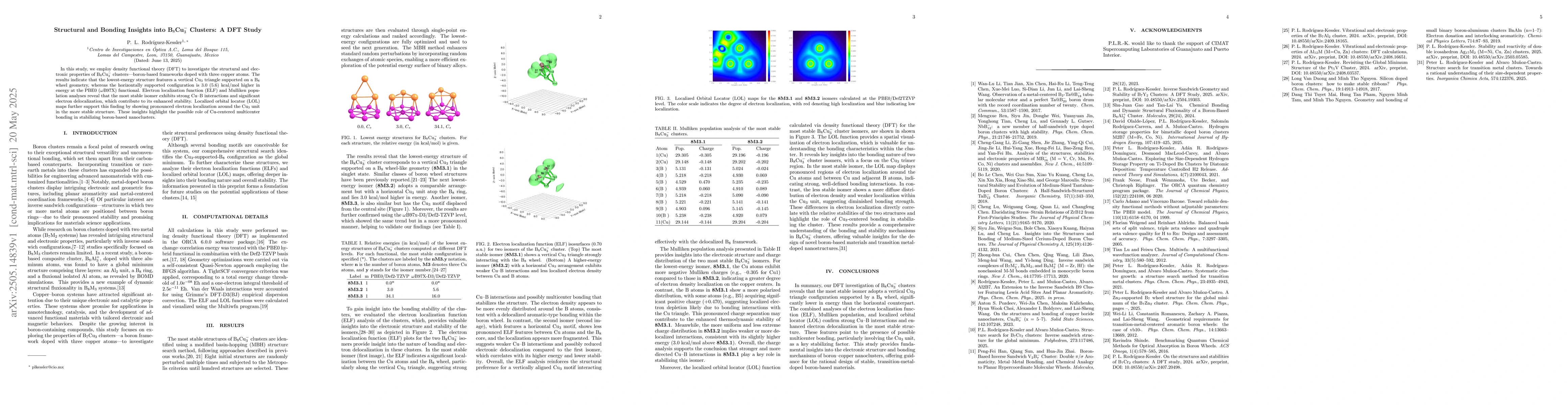 Thumbnail for Structural and Bonding Insights into B$_8$Cu$_3^-$ Clusters: A DFT Study
