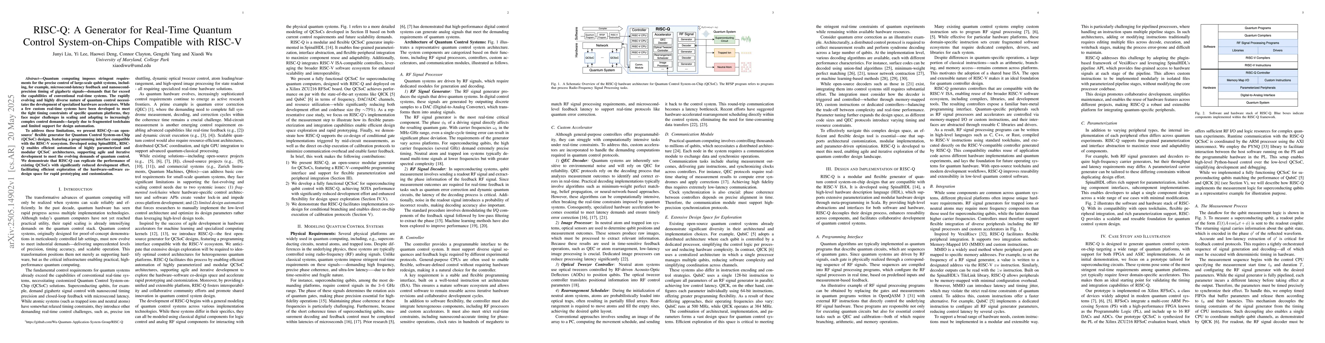 Thumbnail for RISC-Q: A Generator for Real-Time Quantum Control System-on-Chips
  Compatible with RISC-V