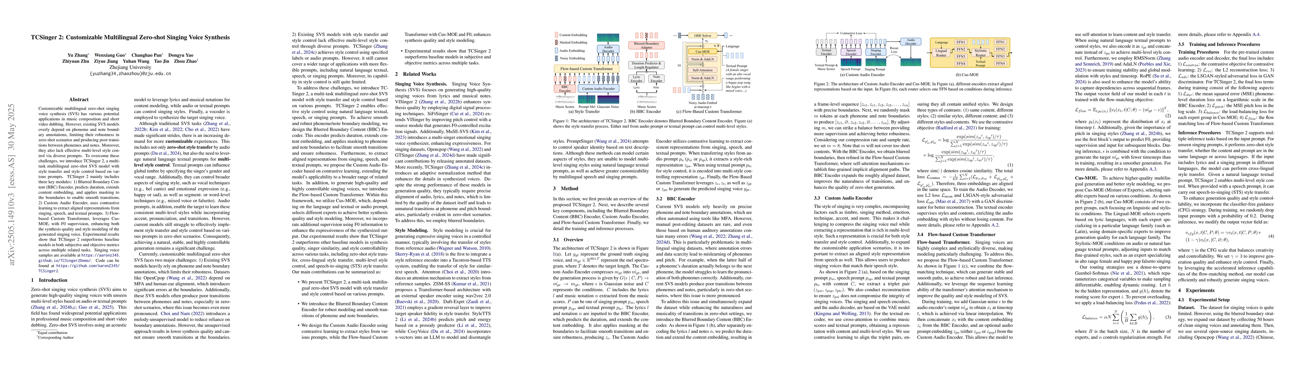 Thumbnail for TCSinger 2: Customizable Multilingual Zero-shot Singing Voice Synthesis