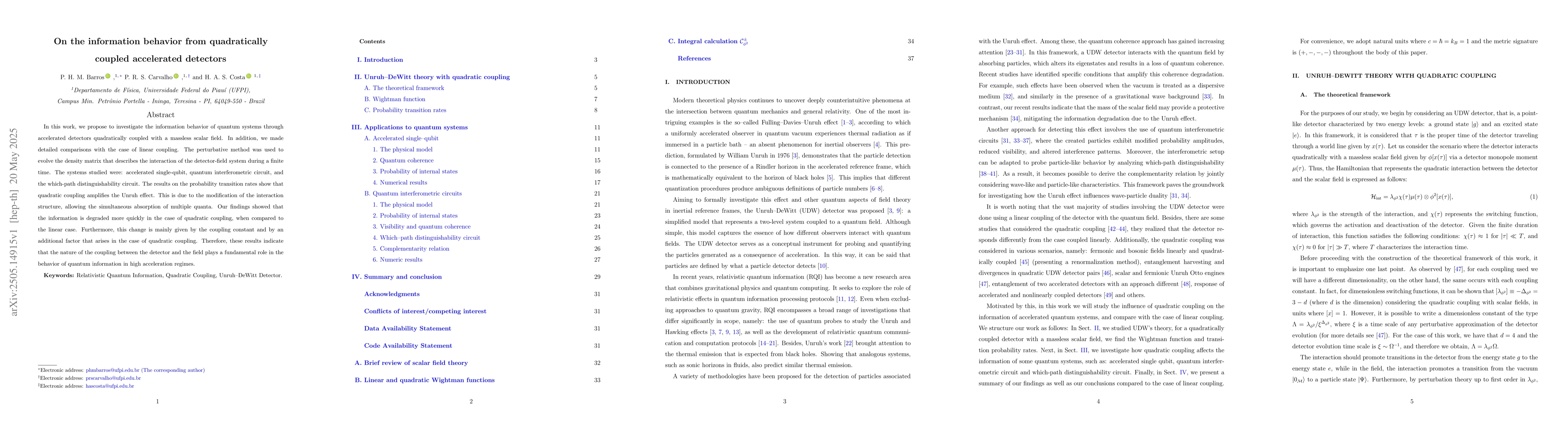 Thumbnail for On the information behavior from quadratically coupled accelerated
  detectors