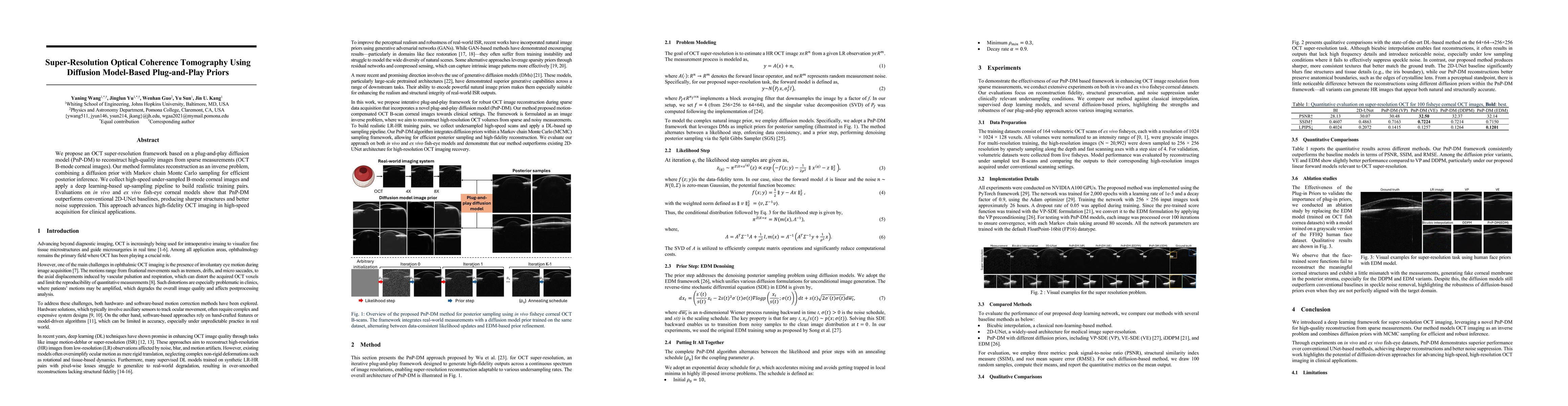 Thumbnail for Super-Resolution Optical Coherence Tomography Using Diffusion
  Model-Based Plug-and-Play Priors