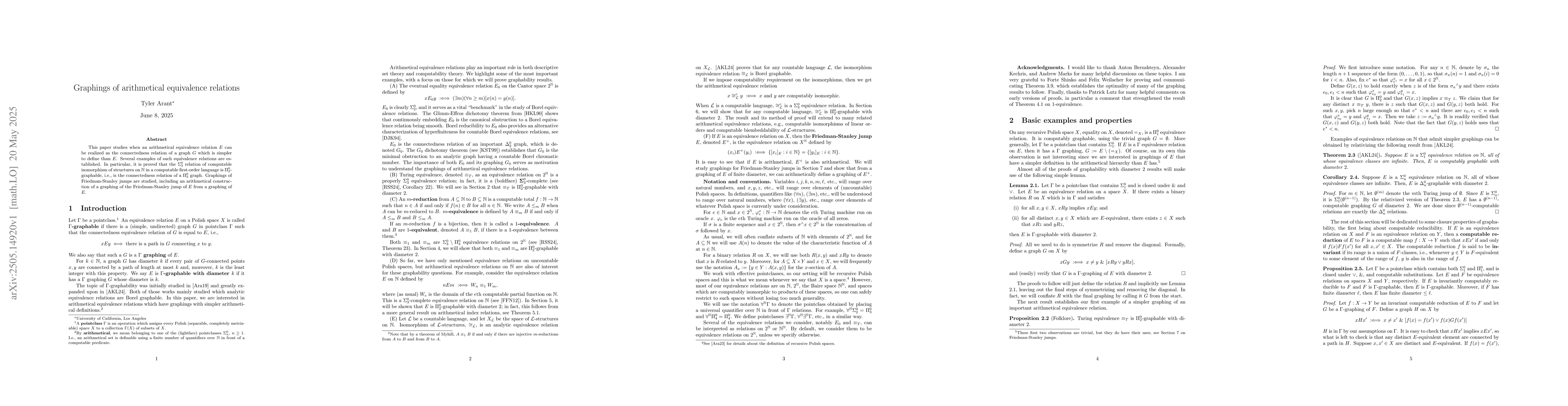 Thumbnail for Graphings of arithmetical equivalence relations