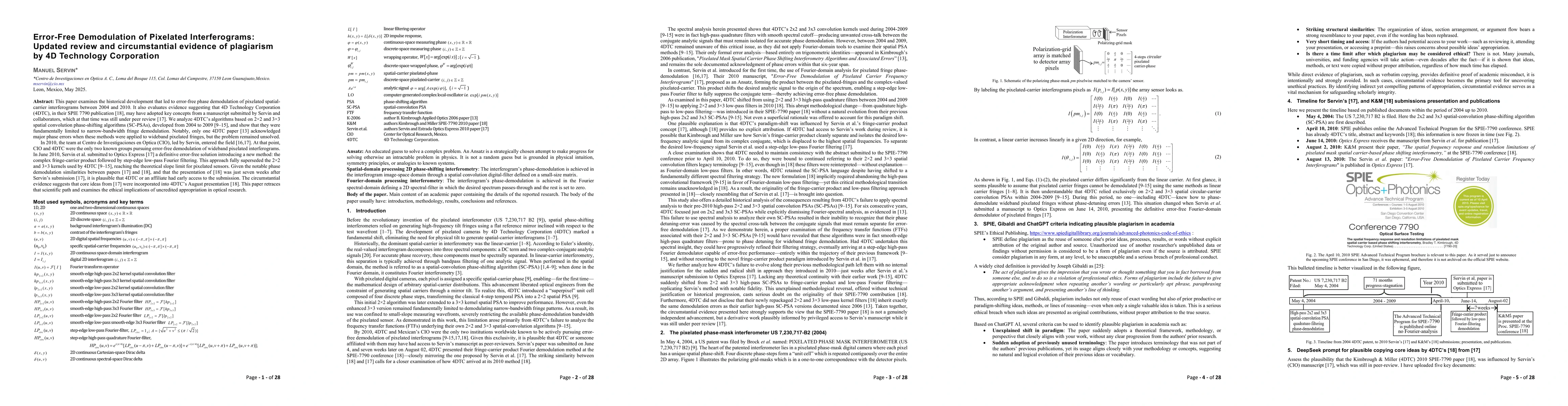 Thumbnail for Error-Free Demodulation of Pixelated Interferograms: Updated review and
  circumstantial evidence of plagiarism by 4D Technology Corporation