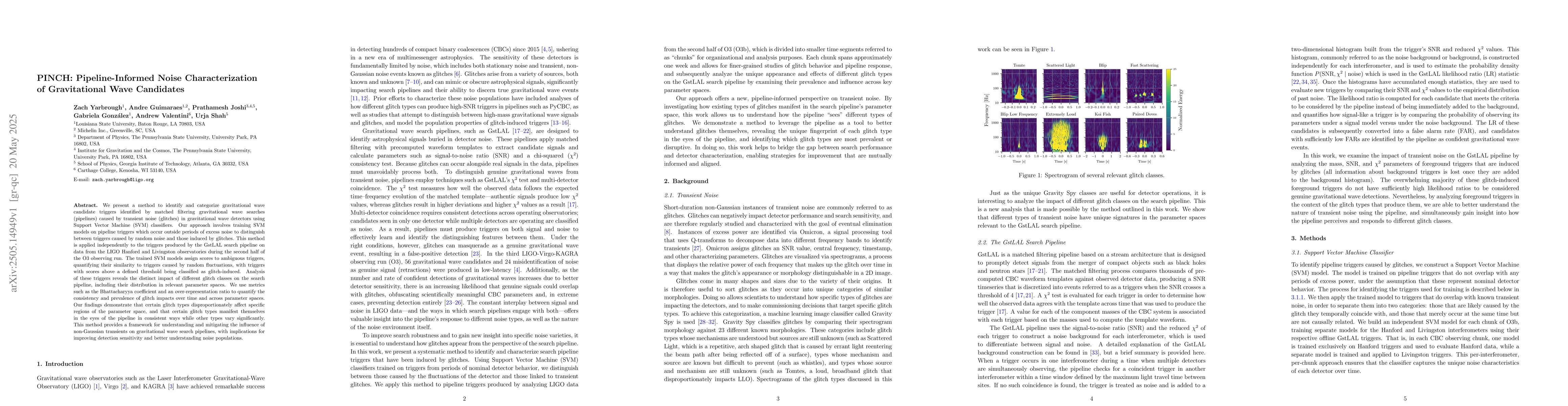 Thumbnail for PINCH: Pipeline-Informed Noise Characterization of Gravitational Wave
  Candidates
