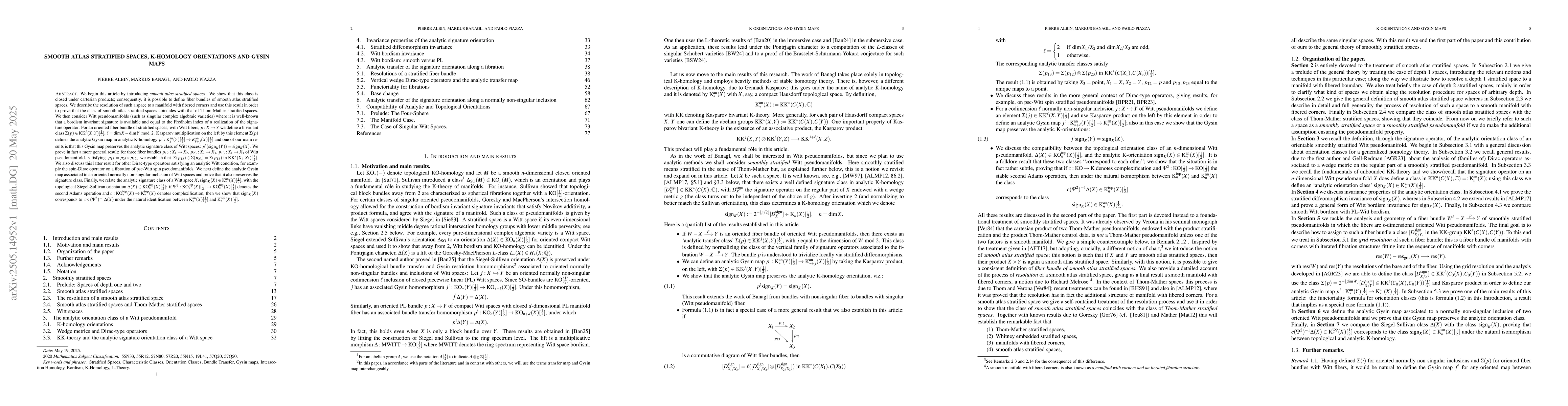 Thumbnail for Smooth atlas stratified spaces, K-Homology Orientations, and Gysin maps