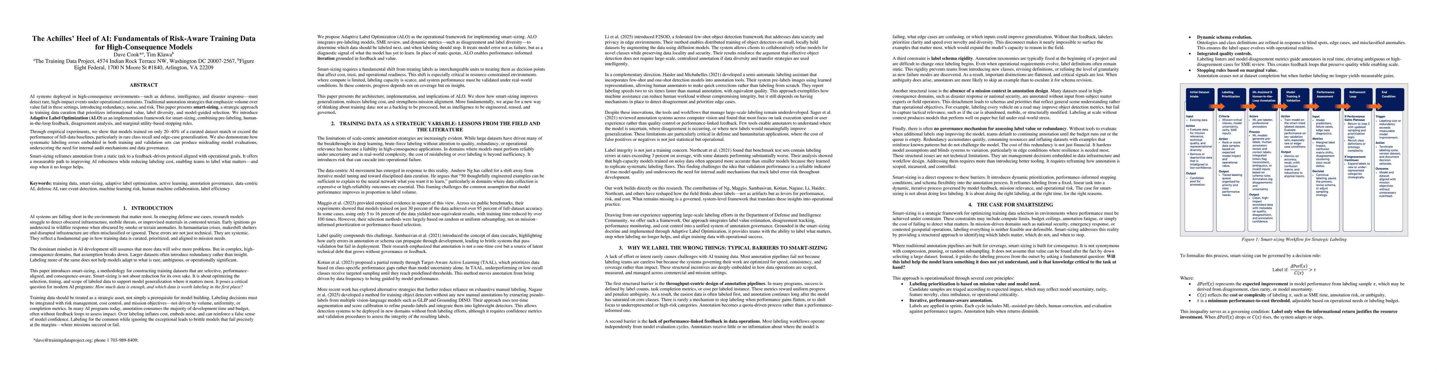 Thumbnail for The Achilles Heel of AI: Fundamentals of Risk-Aware Training Data for
  High-Consequence Models