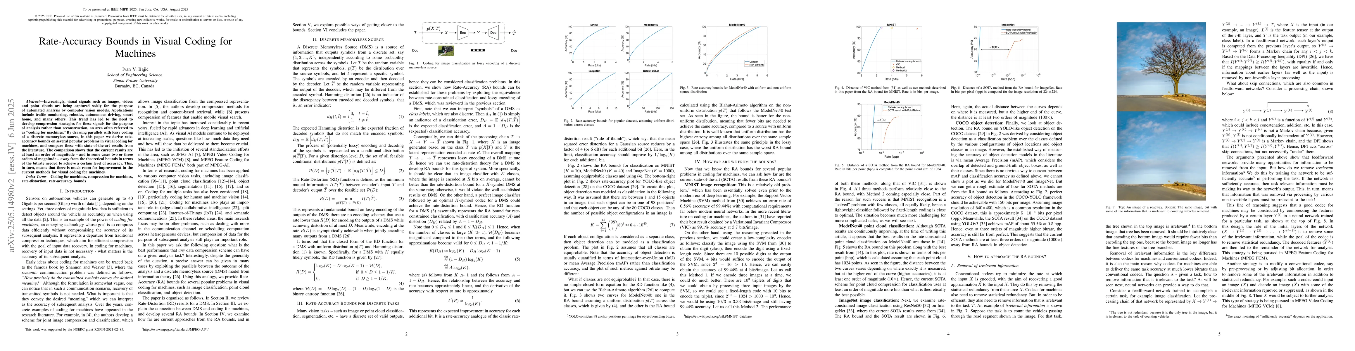 Thumbnail for Rate-Accuracy Bounds in Visual Coding for Machines