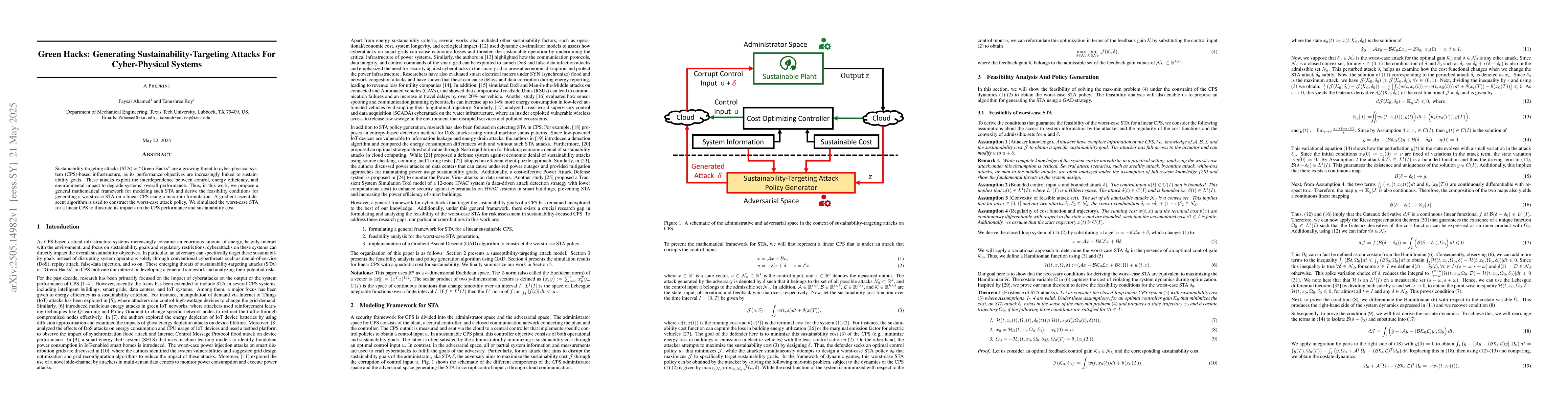 Thumbnail for Green Hacks: Generating Sustainability-Targeting Attacks For
  Cyber-Physical Systems
