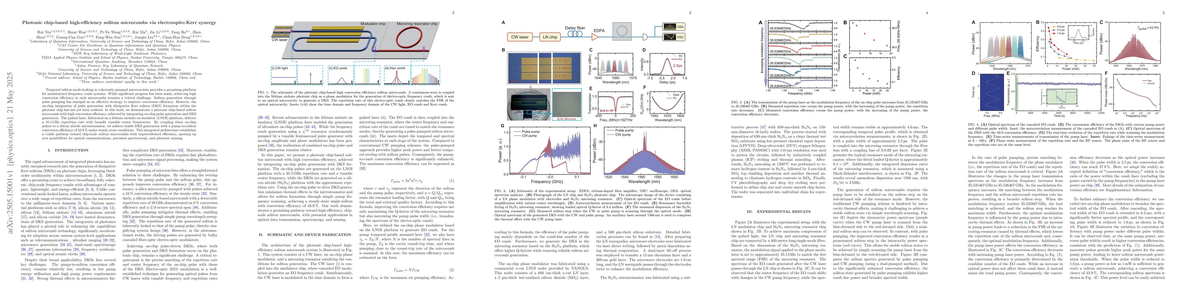Thumbnail for Photonic chip-based high-efficiency soliton microcombs via
  electroopitc-Kerr synergy