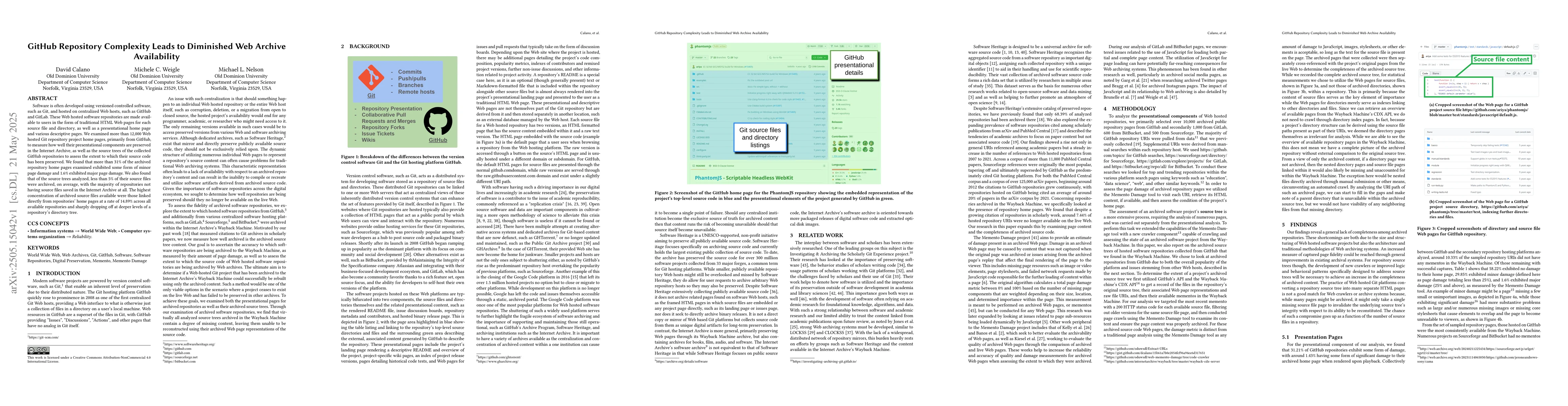 Thumbnail for GitHub Repository Complexity Leads to Diminished Web Archive
  Availability