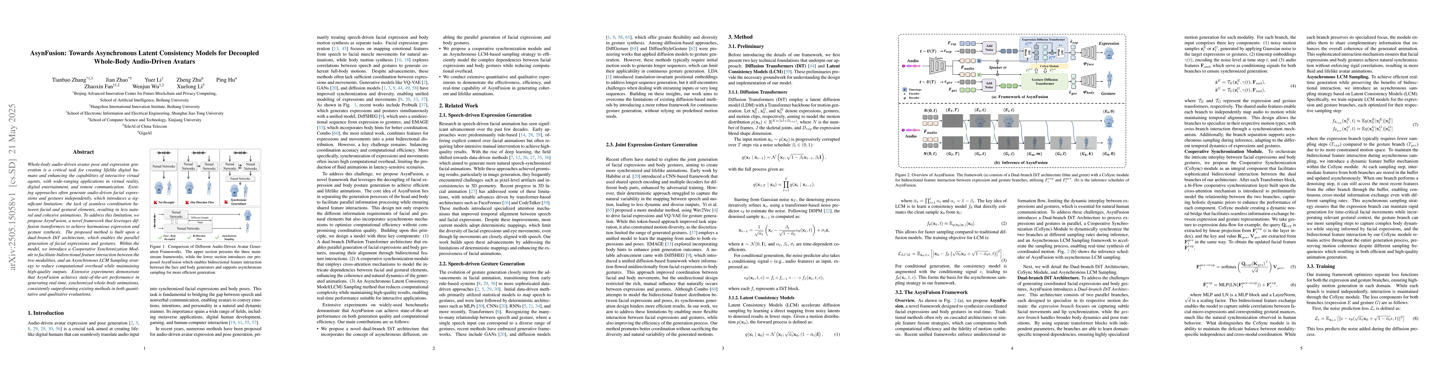 Thumbnail for AsynFusion: Towards Asynchronous Latent Consistency Models for Decoupled
  Whole-Body Audio-Driven Avatars