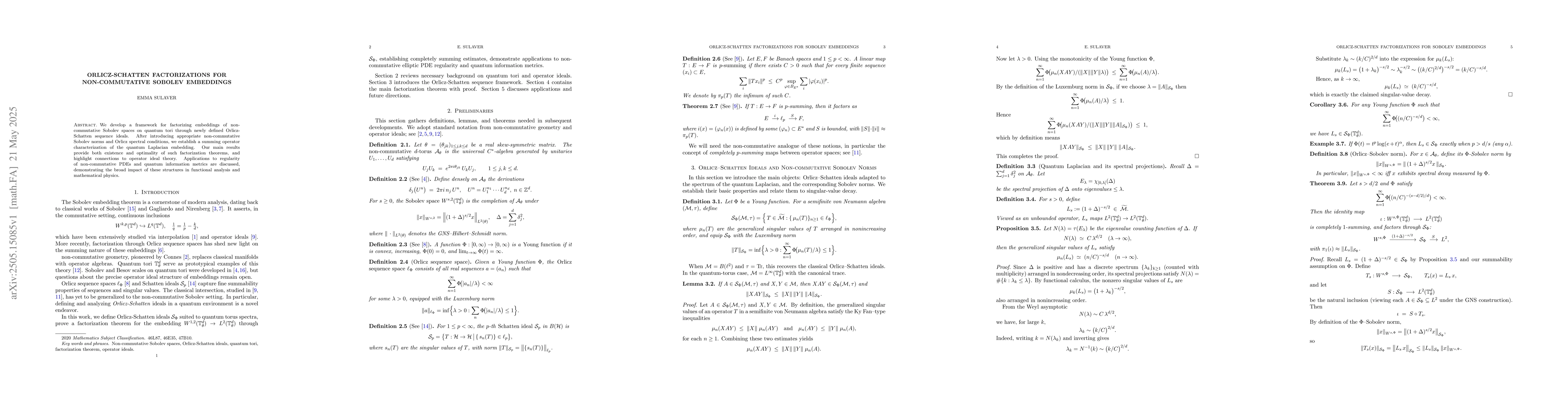 Thumbnail for Orlicz-Schatten Factorizations for Non-Commutative Sobolev Embeddings