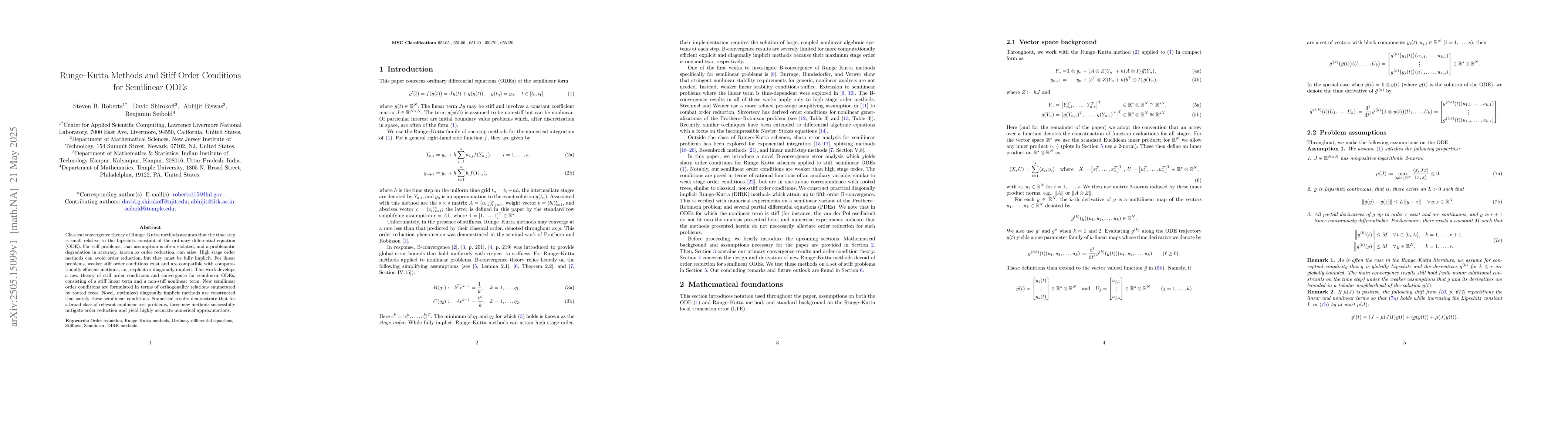 Thumbnail for Runge-Kutta Methods and Stiff Order Conditions for Semilinear ODEs