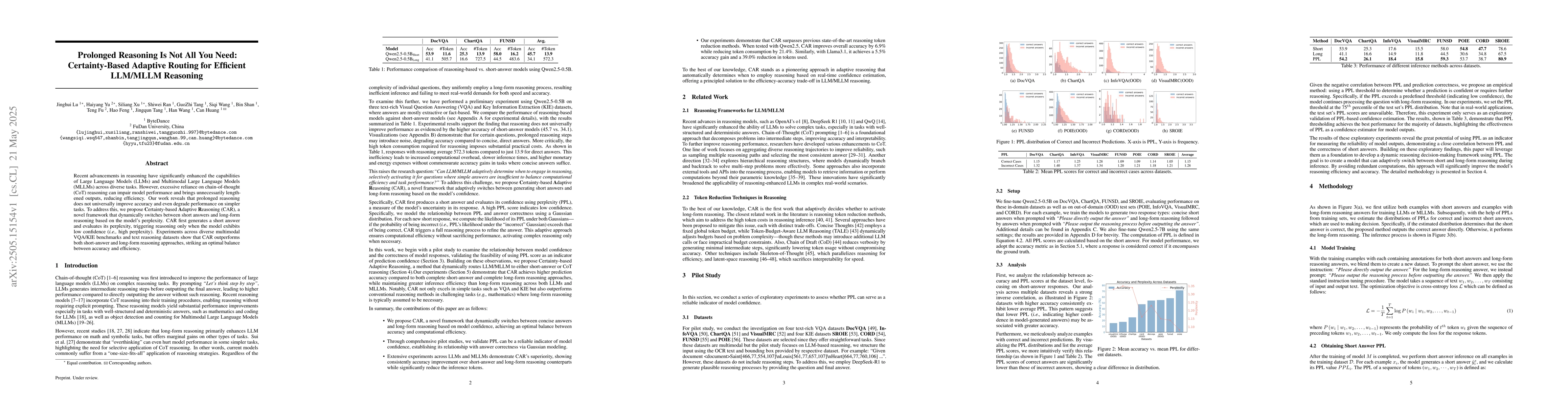 Thumbnail for Prolonged Reasoning Is Not All You Need: Certainty-Based Adaptive
  Routing for Efficient LLM/MLLM Reasoning
