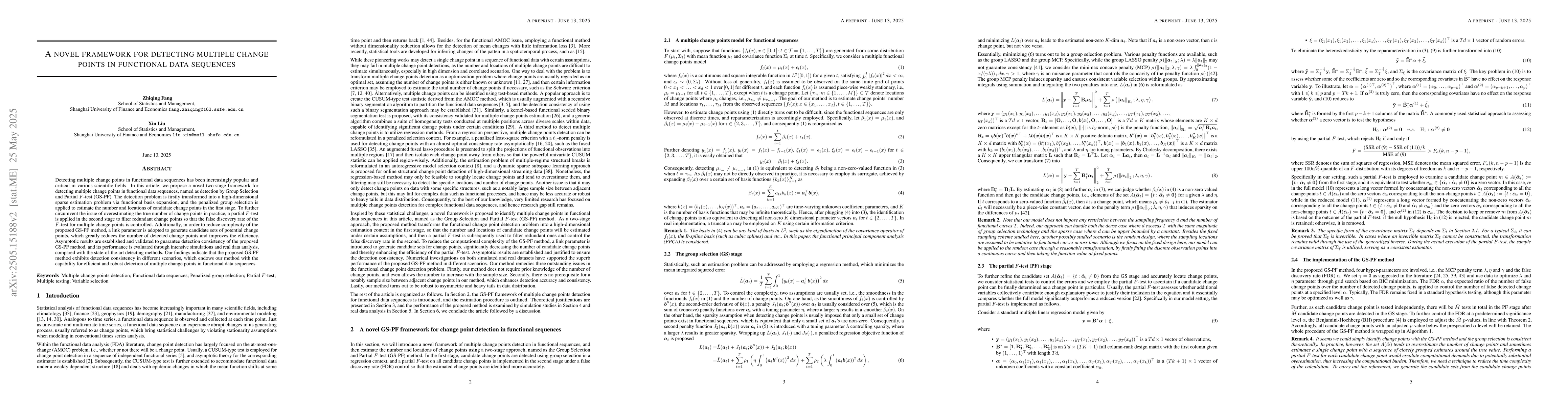 Thumbnail for A novel framework for detecting multiple change points in functional
  data sequences